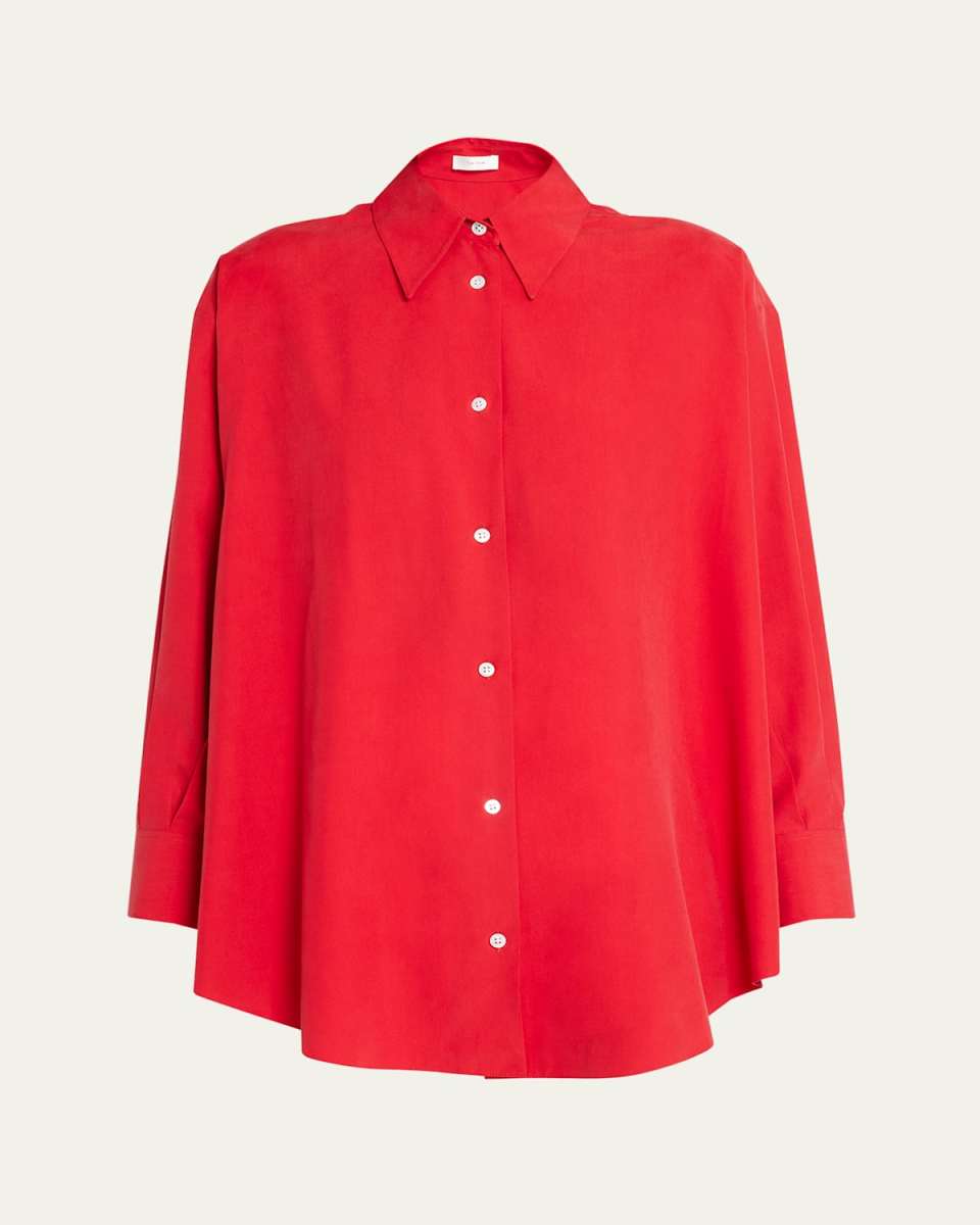 Andra Silk Button-Front Shirt